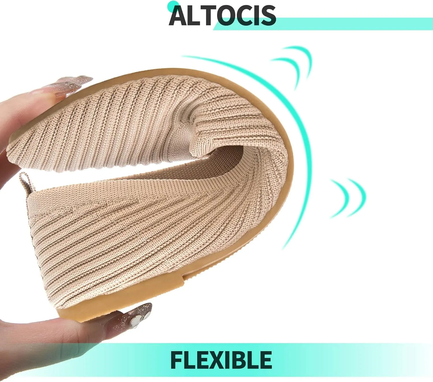 ALTOCIS Womens Knit Ballet Flats Ladies Comfortable Pointed-Toe Dressy Shoes Casual Soft Flat Shoes Ballerina Walking Flats Shoes