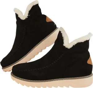 Classic Non-Slip Ankle Snow Booties Warm Fur Lining Boots, Women's Cashmere Waterproof Non-Slip Ankle Snow Boot