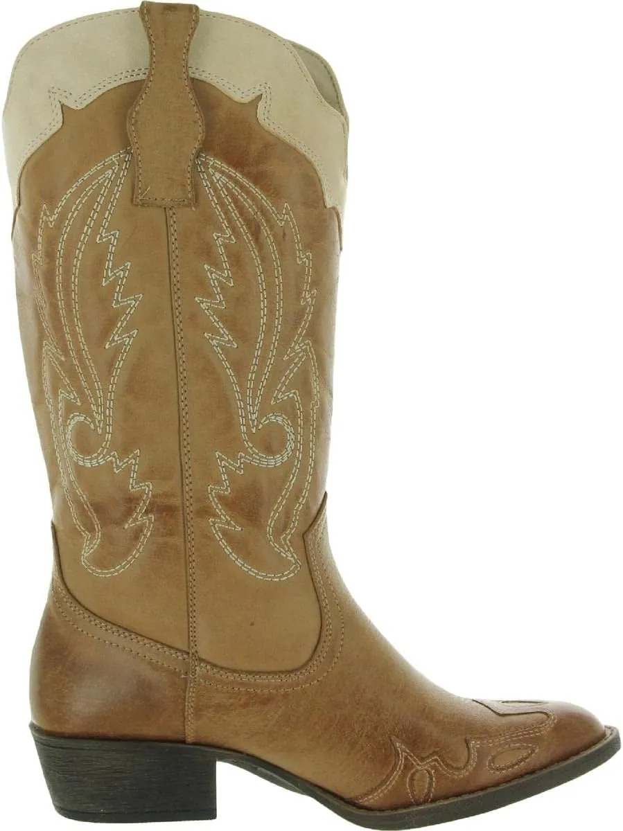 Coconuts by Matisse Womens Cisco Faux Leather Almond Toe Cowboy, Western Boots