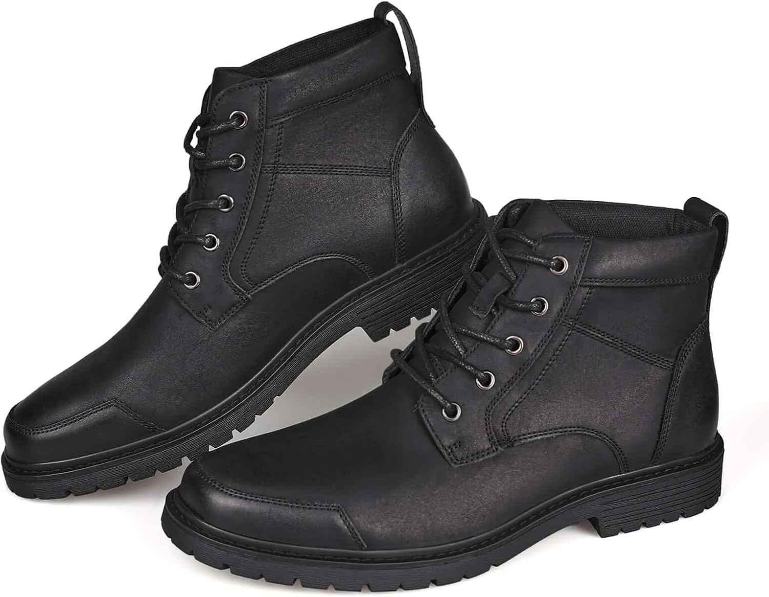 Coutgo Men's Chukka Boots Lace Up Motorcycle Boots Non-Slip Sole Work Waterproof Dress Ankle Boots