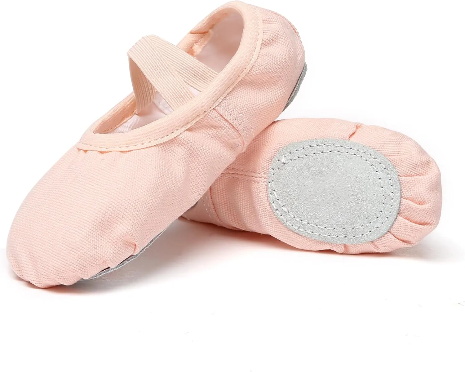 Danzcue Ballet Shoes for Girls-Soft Canvas/PU Leather Dance Slippers with Non-Slip Soles, Ideal Ballet Flats for Toddlers and Kids