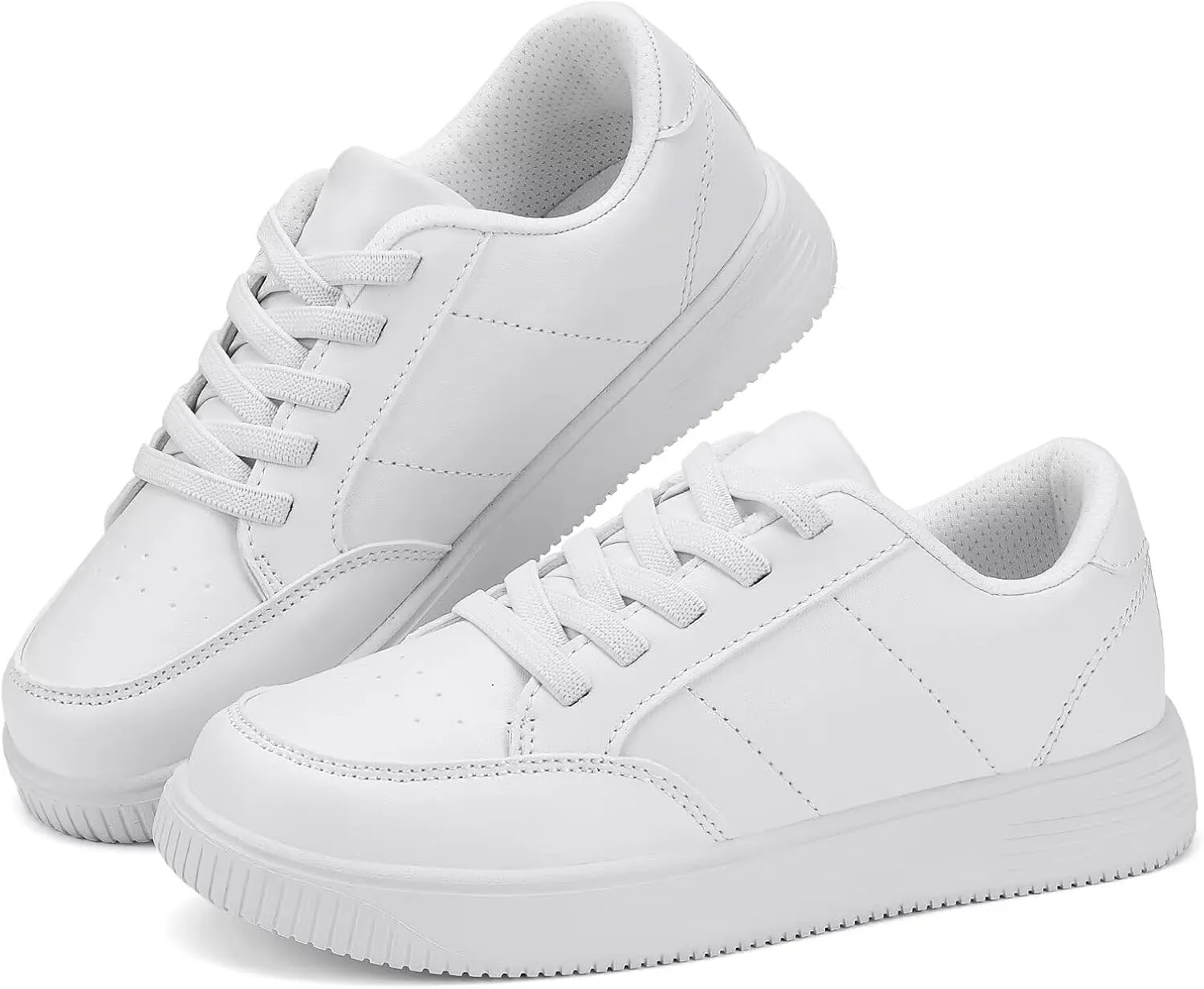 DSWED Unisex-Child Leather Lightweight Breathable Knit Athletic Running Sneakers for Kids Shoes for Boys Girls