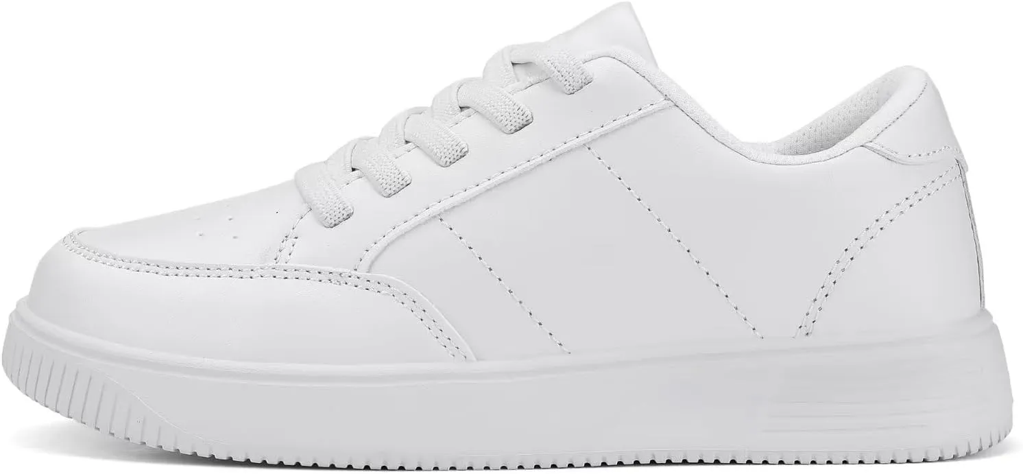 DSWED Unisex-Child Leather Lightweight Breathable Knit Athletic Running Sneakers for Kids Shoes for Boys Girls