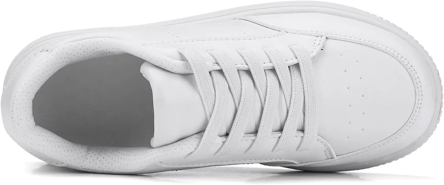 DSWED Unisex-Child Leather Lightweight Breathable Knit Athletic Running Sneakers for Kids Shoes for Boys Girls