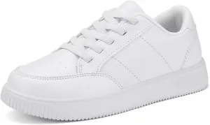 DSWED Unisex-Child Leather Lightweight Breathable Knit Athletic Running Sneakers for Kids Shoes for Boys Girls