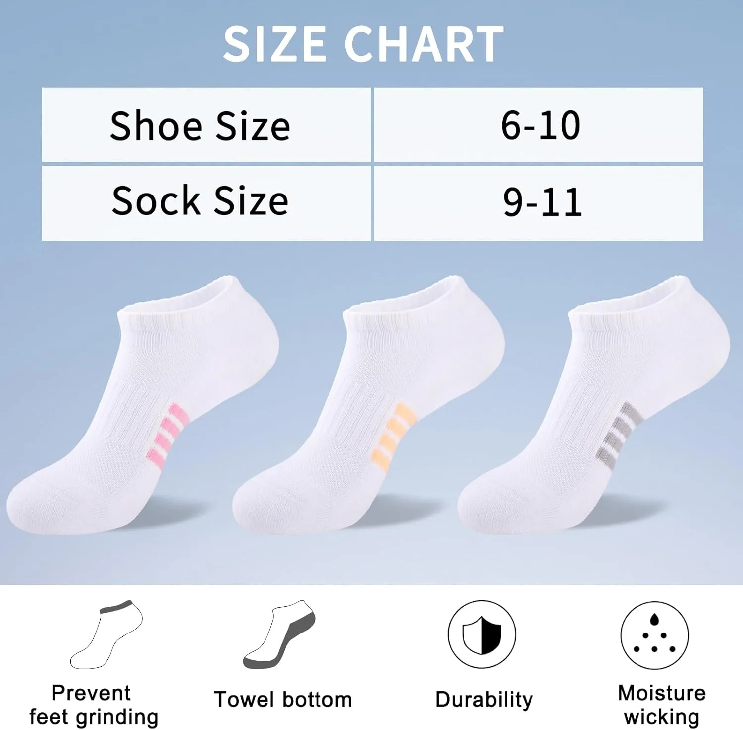 eallco 8 Pairs Ankle Socks for Women Running Athletic Cotton Low Cut Socks Cushioned