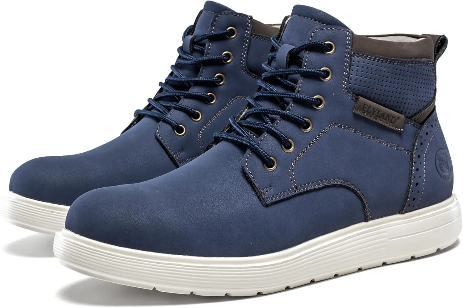 FLYLAND Men's Fashion Sneaker Chukka Boots Lace Up Leather Ankle Dress Boot Lightweight Non-Slip Walking Shoes