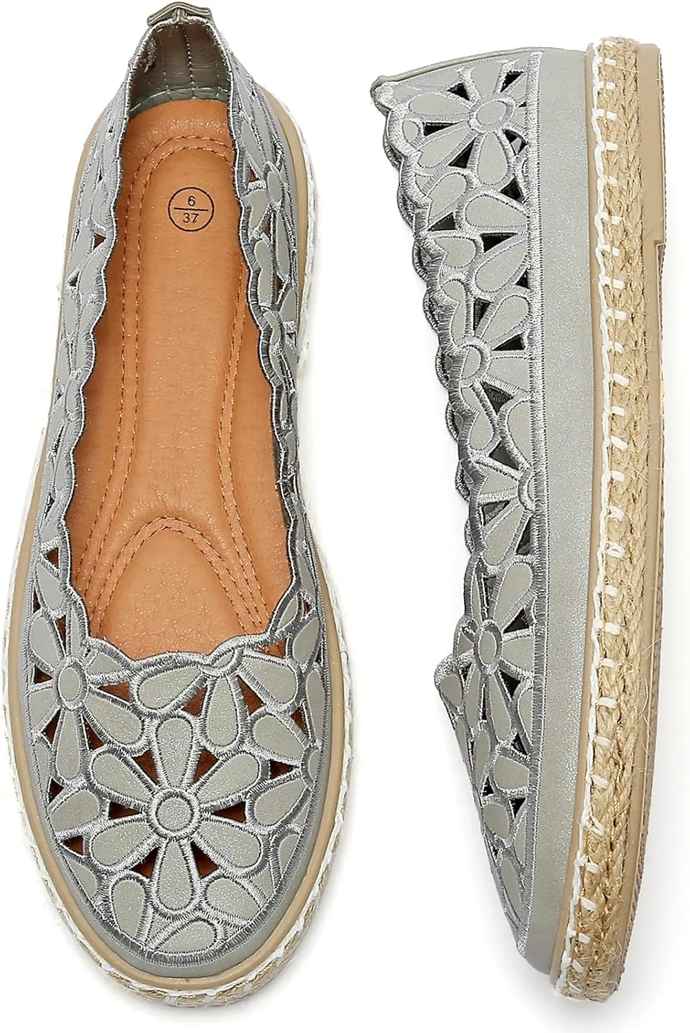 HEAWISH Women??s Ballet Flat Daisy Round Toe Dress Shoes Casual Slip On Rope Loafer