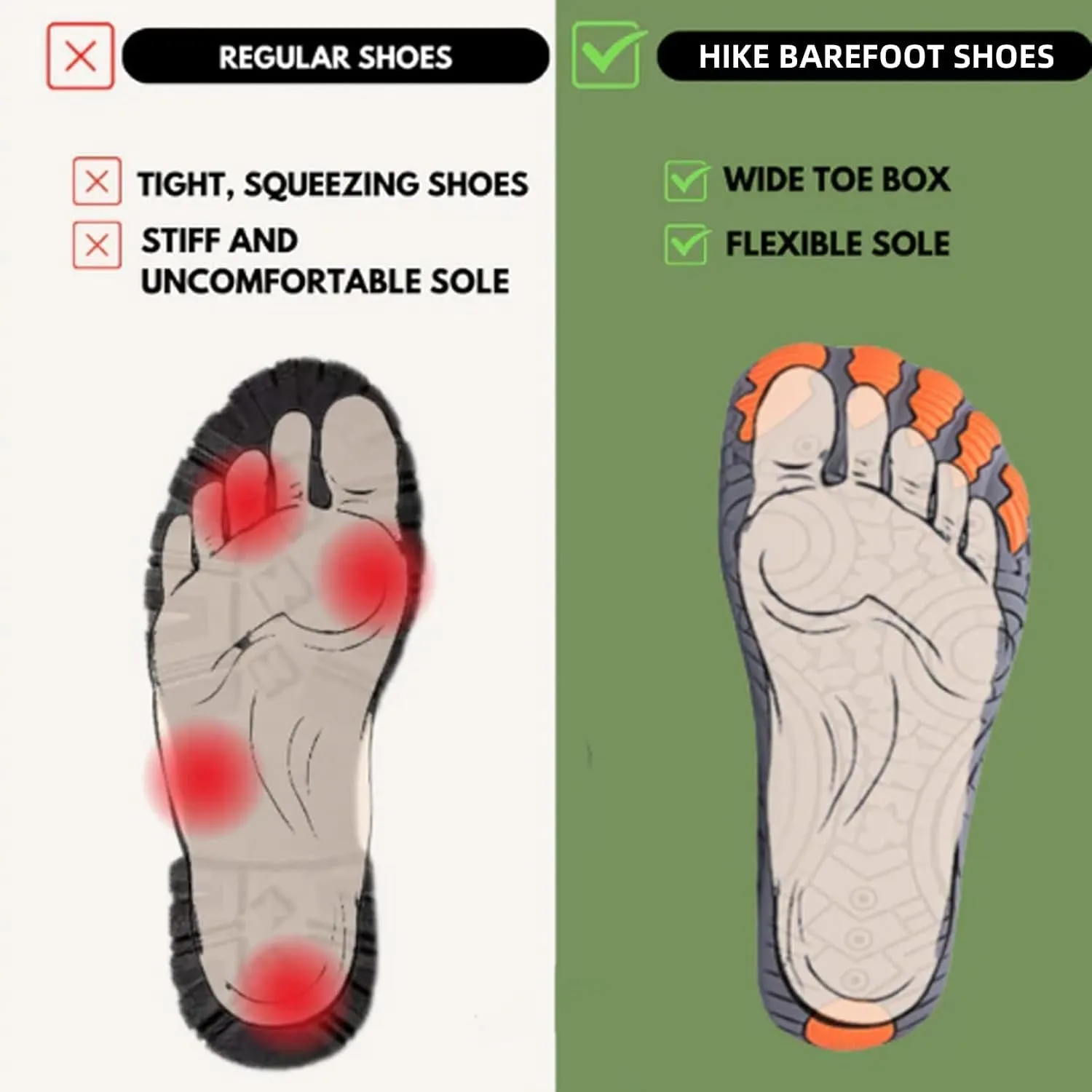Hike Barefoot Shoes Womens Mens Footwear for Walking,Barefoot Shoe with Wide Toe Box,Healthy & Non-Slip,Breathable Barefoot Vitality Water Shoes for Women,Beach Pool Swim Shoe for Men (Unisex)