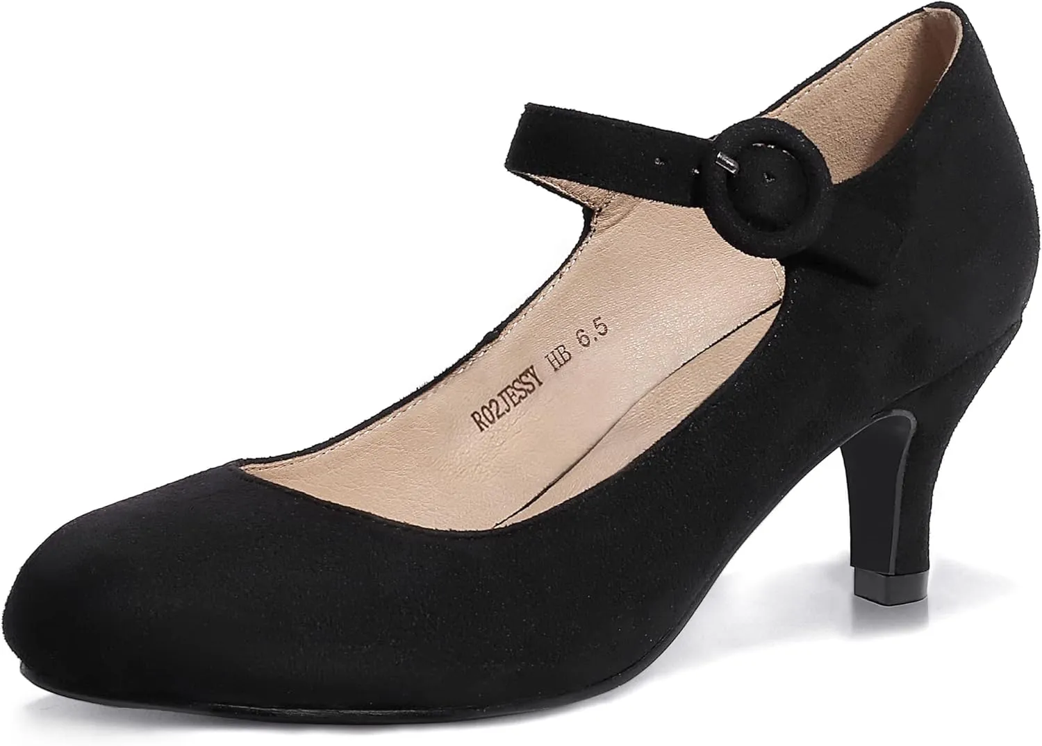 IDIFU Women's Jessy Dress Mary Jane Shoes Low Kitten Heels Closed Round Toe Office Work Wedding Pumps