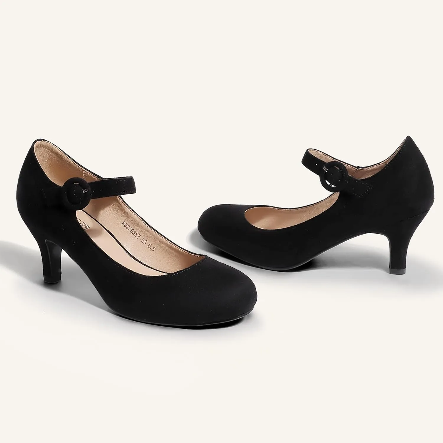 IDIFU Women's Jessy Dress Mary Jane Shoes Low Kitten Heels Closed Round Toe Office Work Wedding Pumps