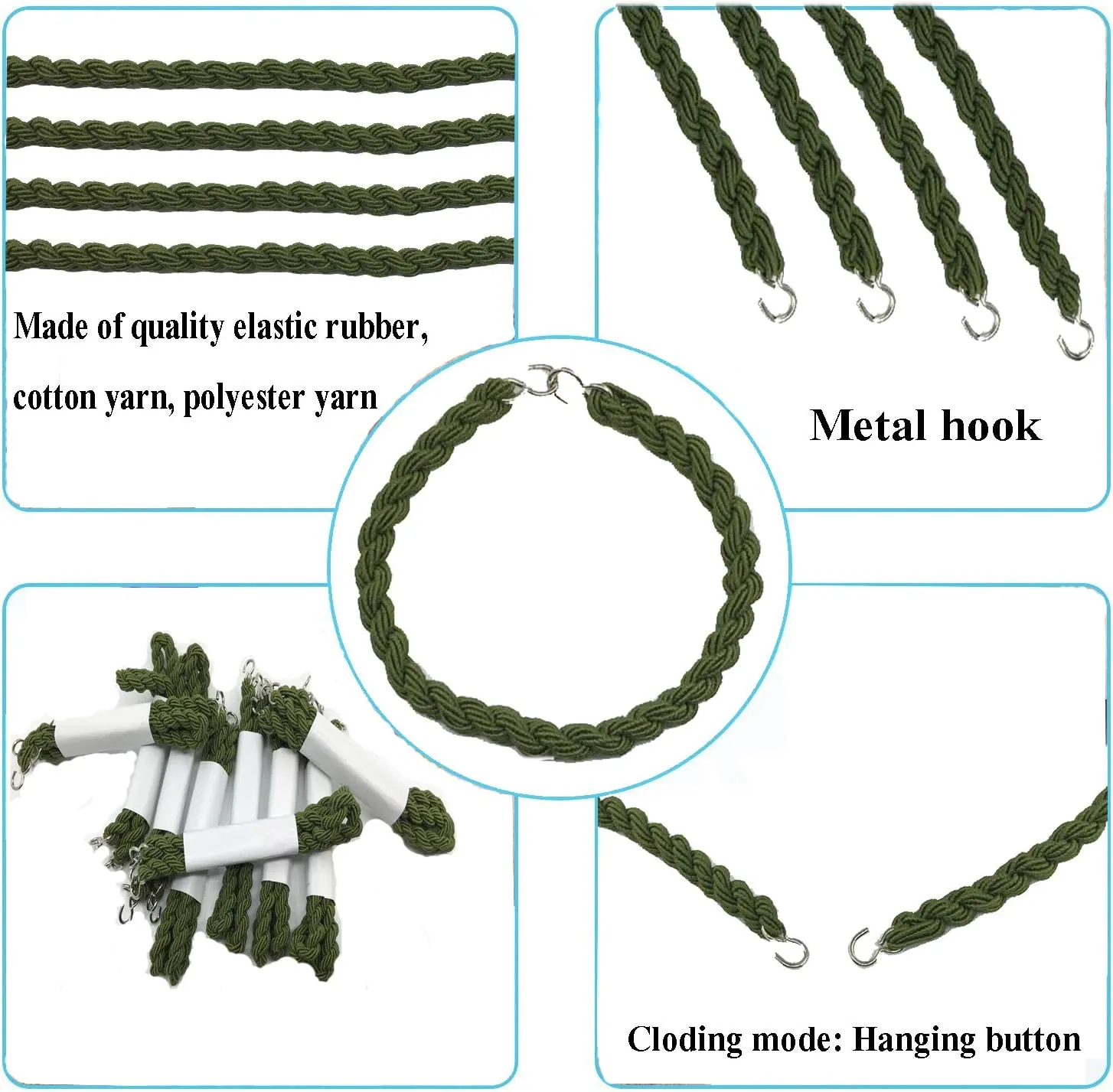 JAMEGIO Janegio 24 Pieces Elastic Boot Bands Military Boot Straps Blousing with Metal Hooks
