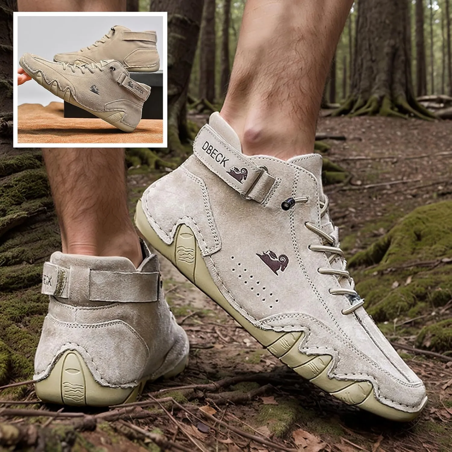 JishinGal Men's Casual Suede Lace Up Flats Chukka Ankle Boots,Handmade High Top high boots Outdoor Walking Sneakers Slip-on Lightweight Non-Slip Driving Chukka Boots