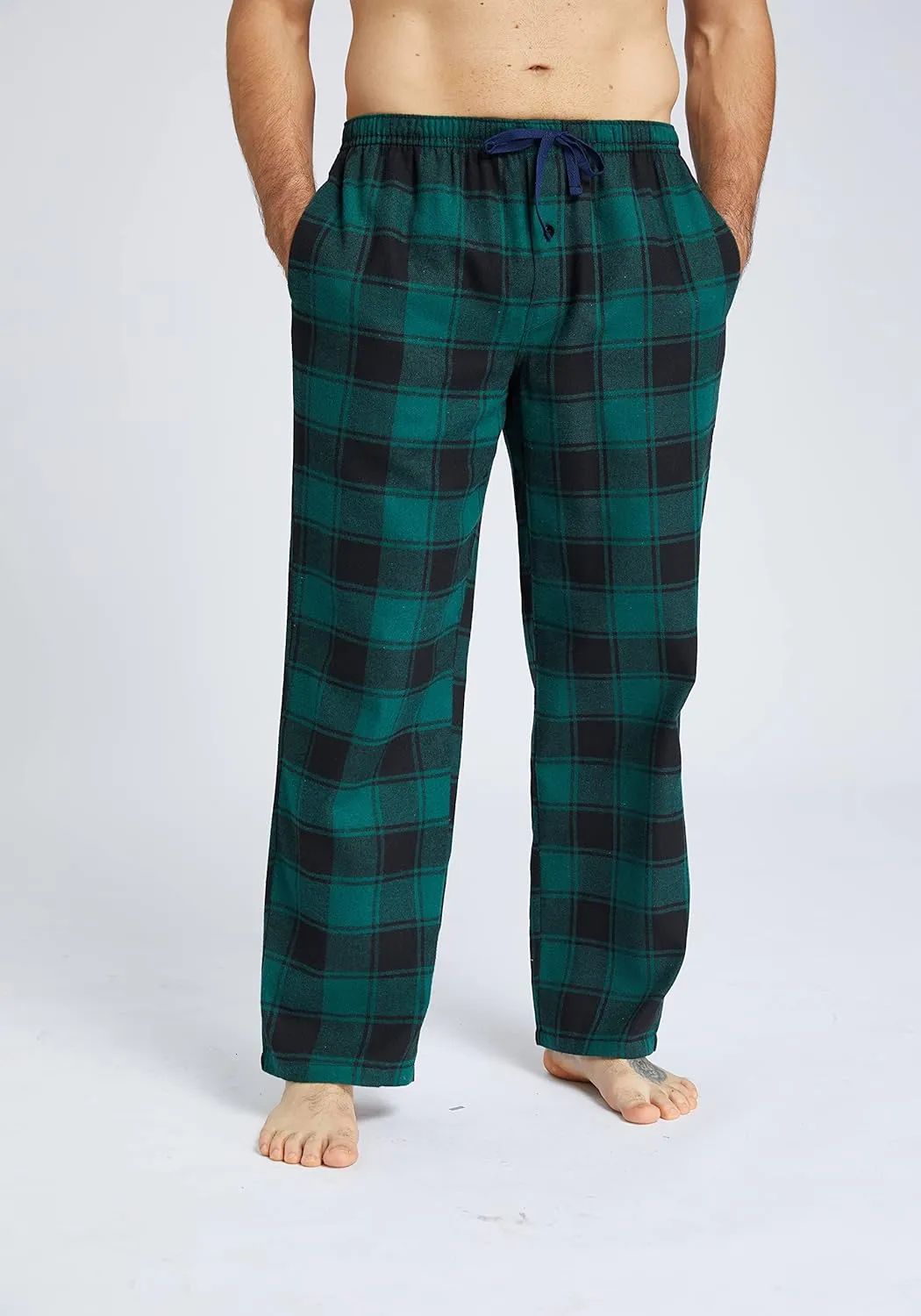 JupiterSecret Mens Pajama Pants Set Flannel Cotton Lightweight Sleep & Lounge Pants, PJ Bottoms with Pockets and Button Fly