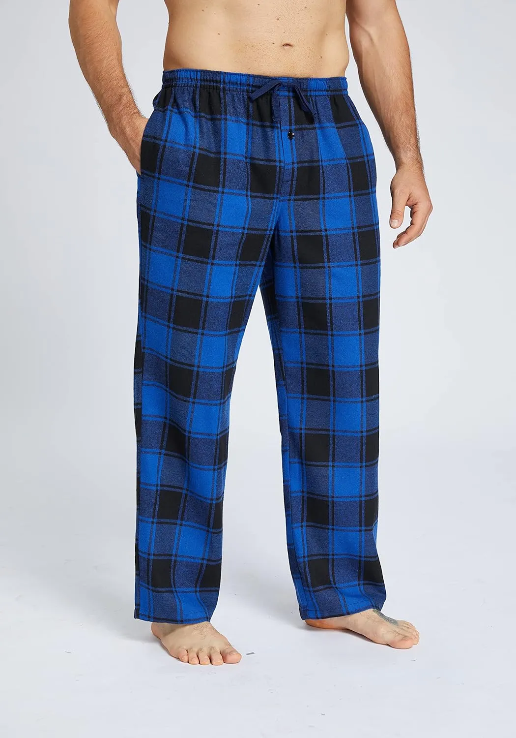 JupiterSecret Mens Pajama Pants Set Flannel Cotton Lightweight Sleep & Lounge Pants, PJ Bottoms with Pockets and Button Fly