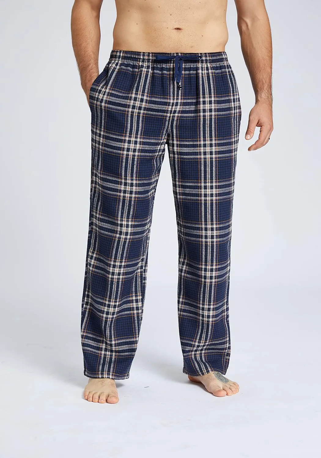 JupiterSecret Mens Pajama Pants Set Flannel Cotton Lightweight Sleep & Lounge Pants, PJ Bottoms with Pockets and Button Fly