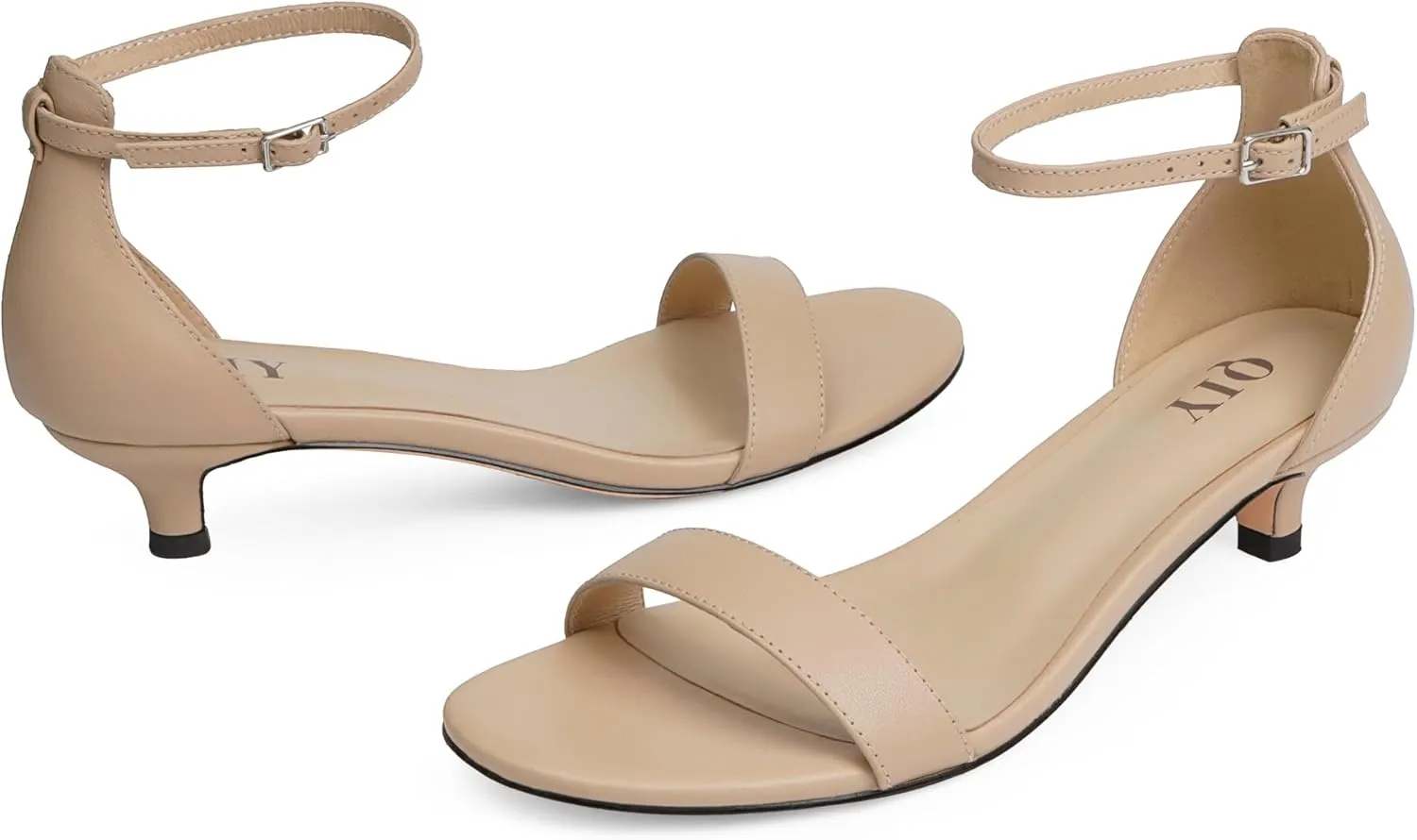Kitten Heels for Women Heeled Sandals Round Toe Strappy Low Heels Dress Shoes