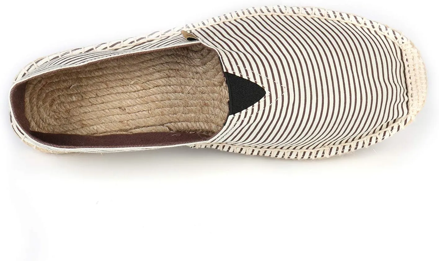 Men's Breathable Canvas Stripe Slip on Flat Espadrilles