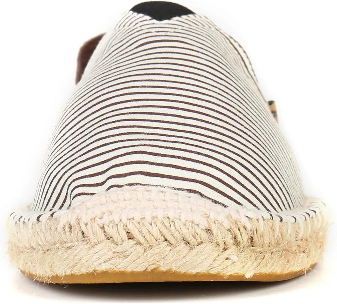 Men's Breathable Canvas Stripe Slip on Flat Espadrilles