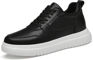 Men's Leather Lace-up Invisible Height Increase Sneakers,Comfortable Lightweight Fashion Outdoor Non-Slip Shock-Absorbing Running Sports Shoes 3.93'' Taller