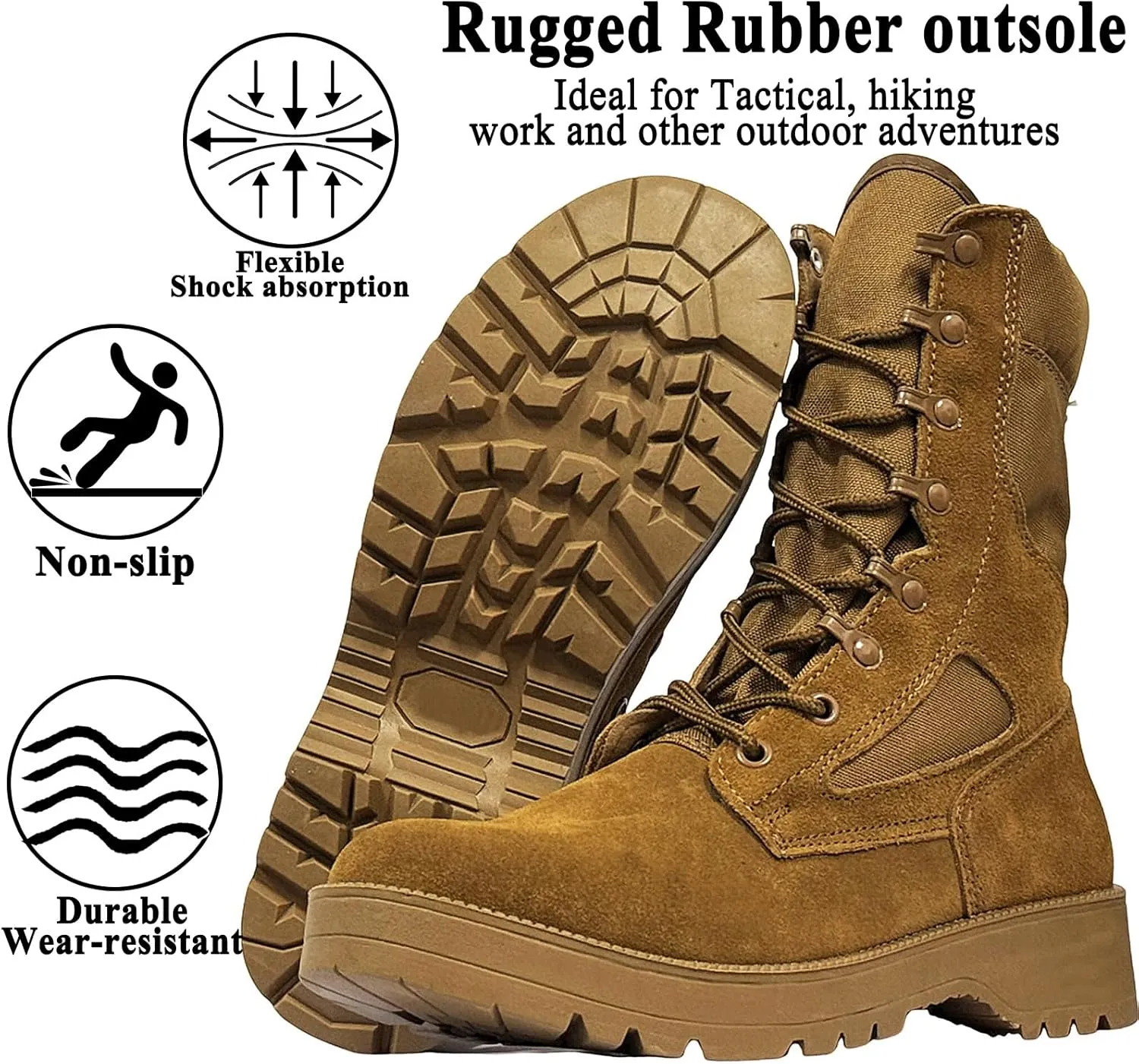 Mens Military Tactical Boots Man Lace Up Hiking Work Army Boots Outdoor Men Combat Shoes