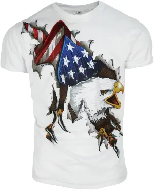 Men's Short Sleeve Patriotic American Design with Eagle and Flag Premium T-Shirt