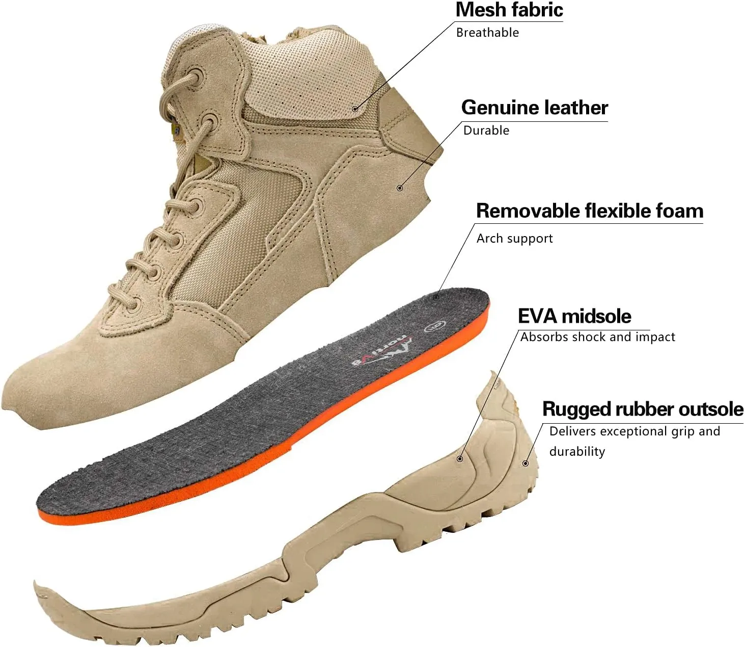 NORTIV 8 Men's Military Tactical Work Boots Hiking Motorcycle Combat Boots Response