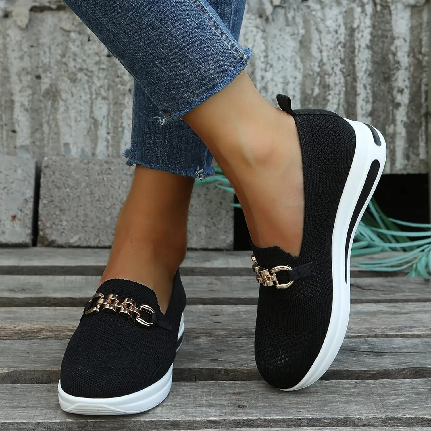 Orthopedic Walking Shoes for Women Slip-On Fashion Platform Sneakers Woven Breathable Summer Shoes with Arch Support