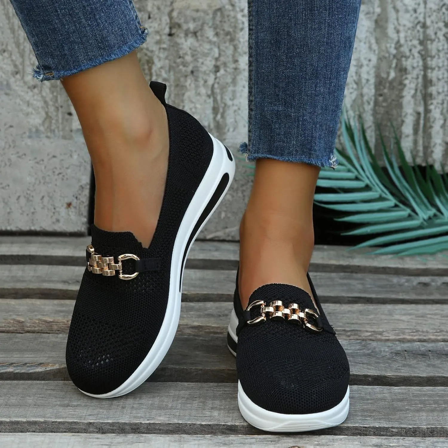 Orthopedic Walking Shoes for Women Slip-On Fashion Platform Sneakers Woven Breathable Summer Shoes with Arch Support