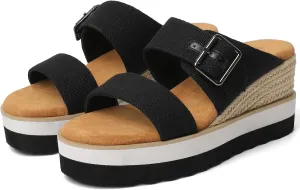 Platform Sandals Raffia Wedge Mules for Women Round Open Toe Slip On Sandals Espadrilles Womens Slides Shoes for Vacation Summer Beach