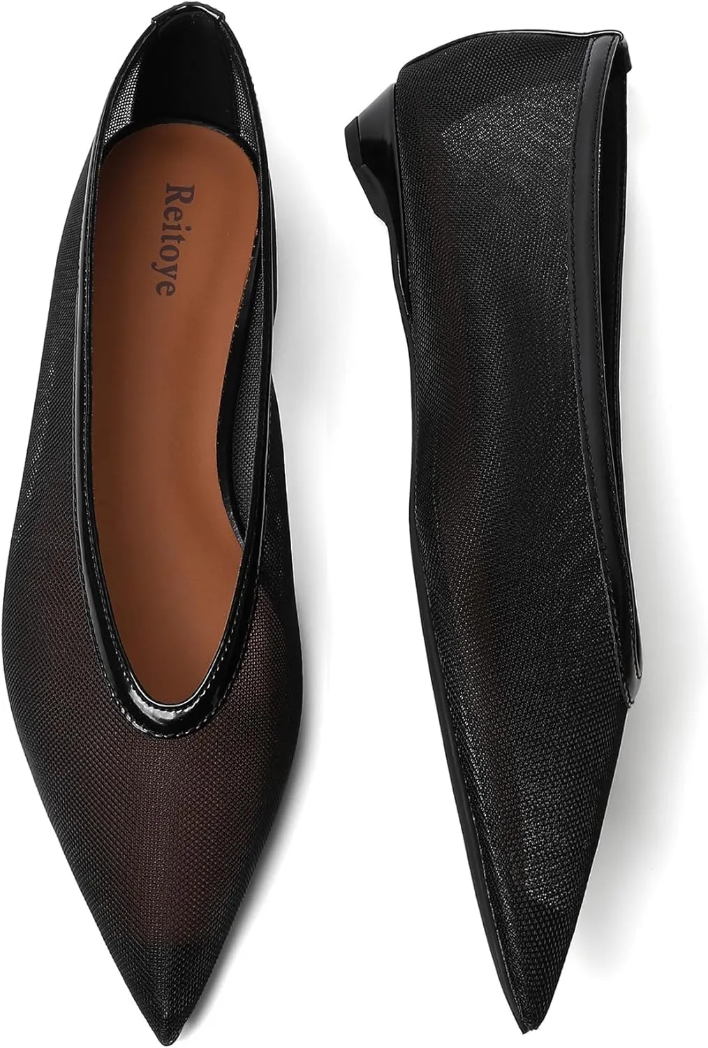 Reitoye Flats for Womens Closed Pointed Toe Ballet Flat Comfortable Dressy Work Slip On Casual Shoes Womens Flats