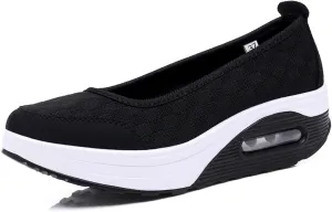 SOLPNOW Women's Breathable Shock Absorbing Wedge Slip On Sneakers,Summer Arch Support Anti-Slip Comfortable Diabetic Shoes