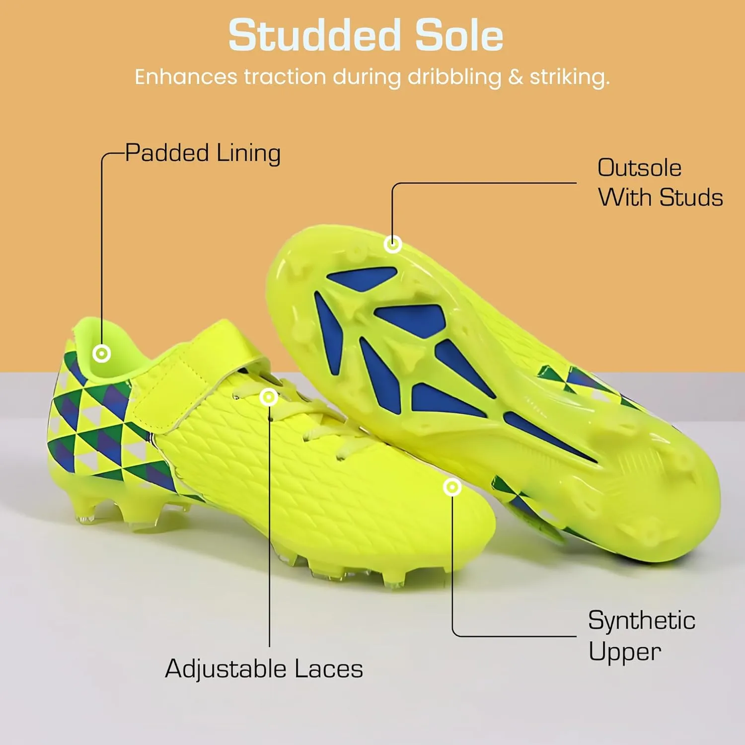 Unisex-Child Athletic Outdoor Training Soccer Cleats for Youth | Little/Big Kid Firm Ground Football Shoes | Lightweight