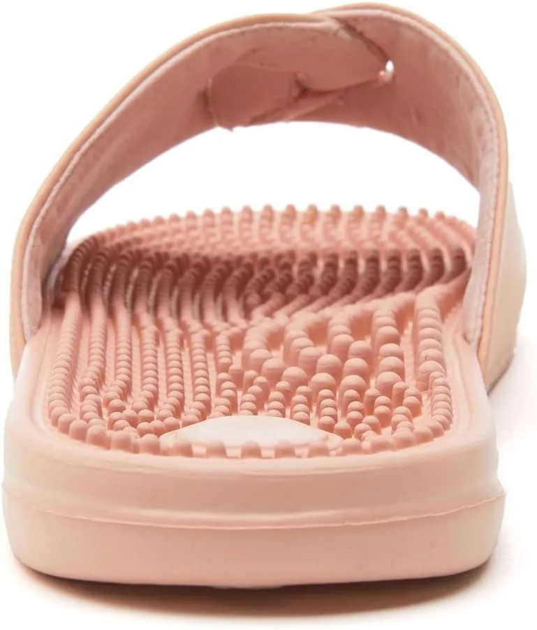 Vegan Leather Reflexology Massage Slippers - Indoor Sandals - Acupressure Footbed - Arch Support - Shock Absorbing Sole - Pain Relief & Relaxation for Flat Feet -Fallen Arches - Size - 8 US