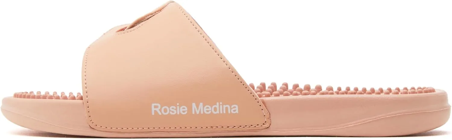Vegan Leather Reflexology Massage Slippers - Indoor Sandals - Acupressure Footbed - Arch Support - Shock Absorbing Sole - Pain Relief & Relaxation for Flat Feet -Fallen Arches - Size - 8 US