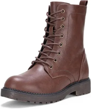 Vepose Women's Combat Ankle Black Flat Boots, Military Fashion 925 Booties Inner Zipper