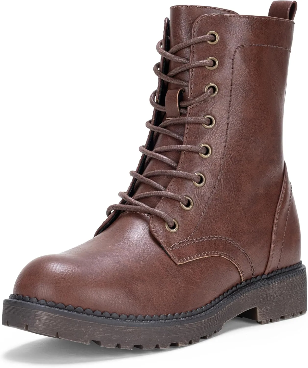 Vepose Women's Combat Ankle Black Flat Boots, Military Fashion 925 Booties Inner Zipper