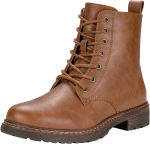 Vepose Womens Combat Ankle Boots Lace up Classic Short Low Heel Zipper 9623 Booties