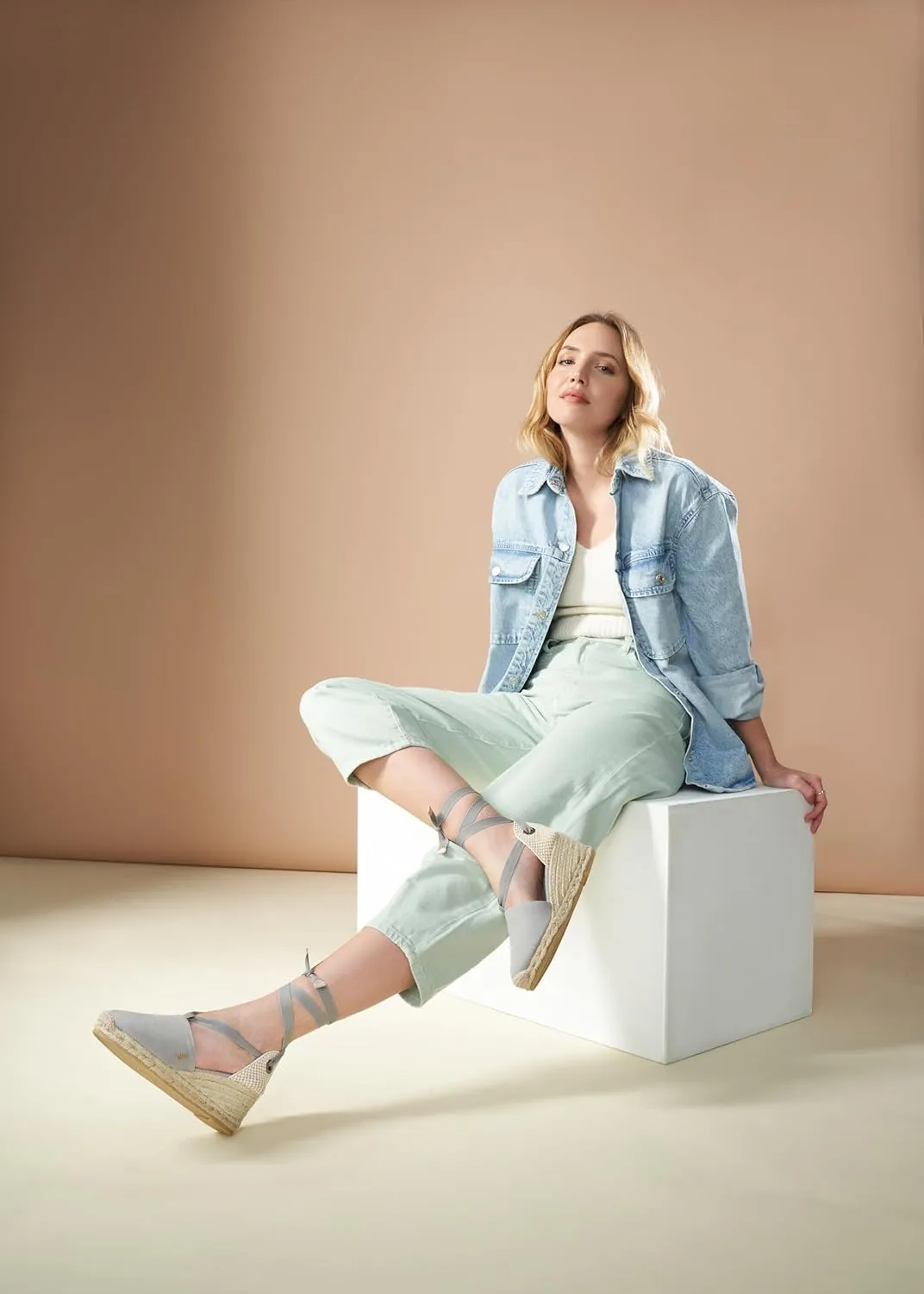 VISCATA Escala Espadrille Canvas Wedges with Sleek Ankle Laces Women's Lace Up Shoes Handmade in Spain Organic Cotton Canvas and 100% Natural Jute Midsole for All Occasions