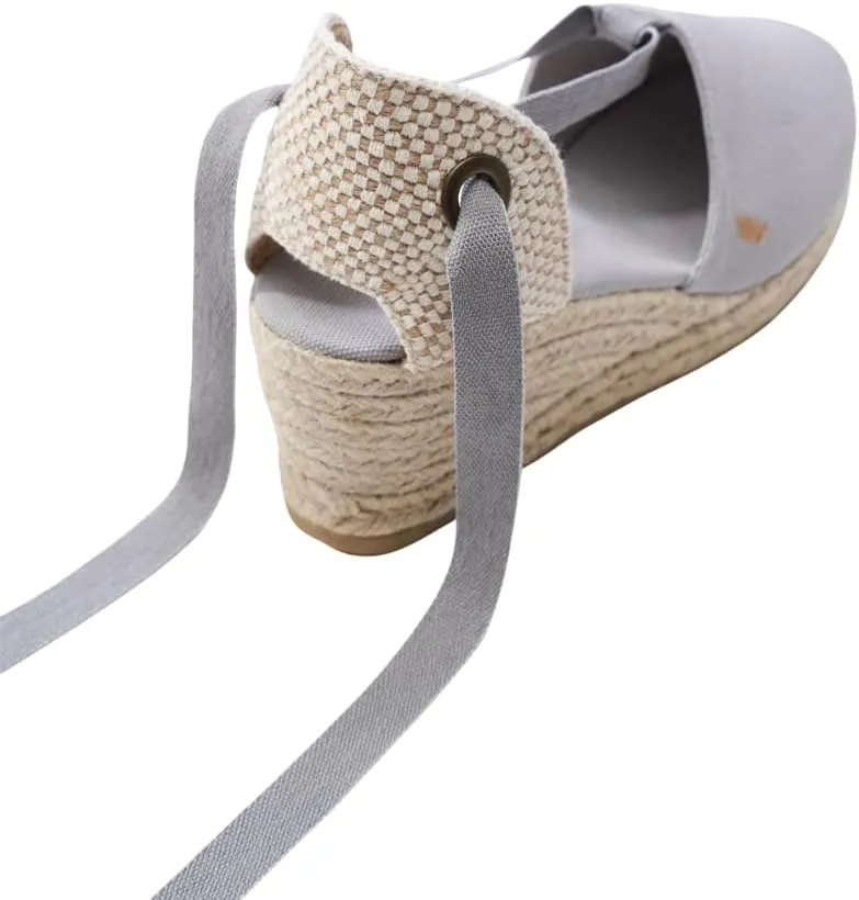VISCATA Escala Espadrille Canvas Wedges with Sleek Ankle Laces Women's Lace Up Shoes Handmade in Spain Organic Cotton Canvas and 100% Natural Jute Midsole for All Occasions