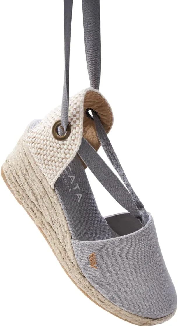 VISCATA Escala Espadrille Canvas Wedges with Sleek Ankle Laces Women's Lace Up Shoes Handmade in Spain Organic Cotton Canvas and 100% Natural Jute Midsole for All Occasions