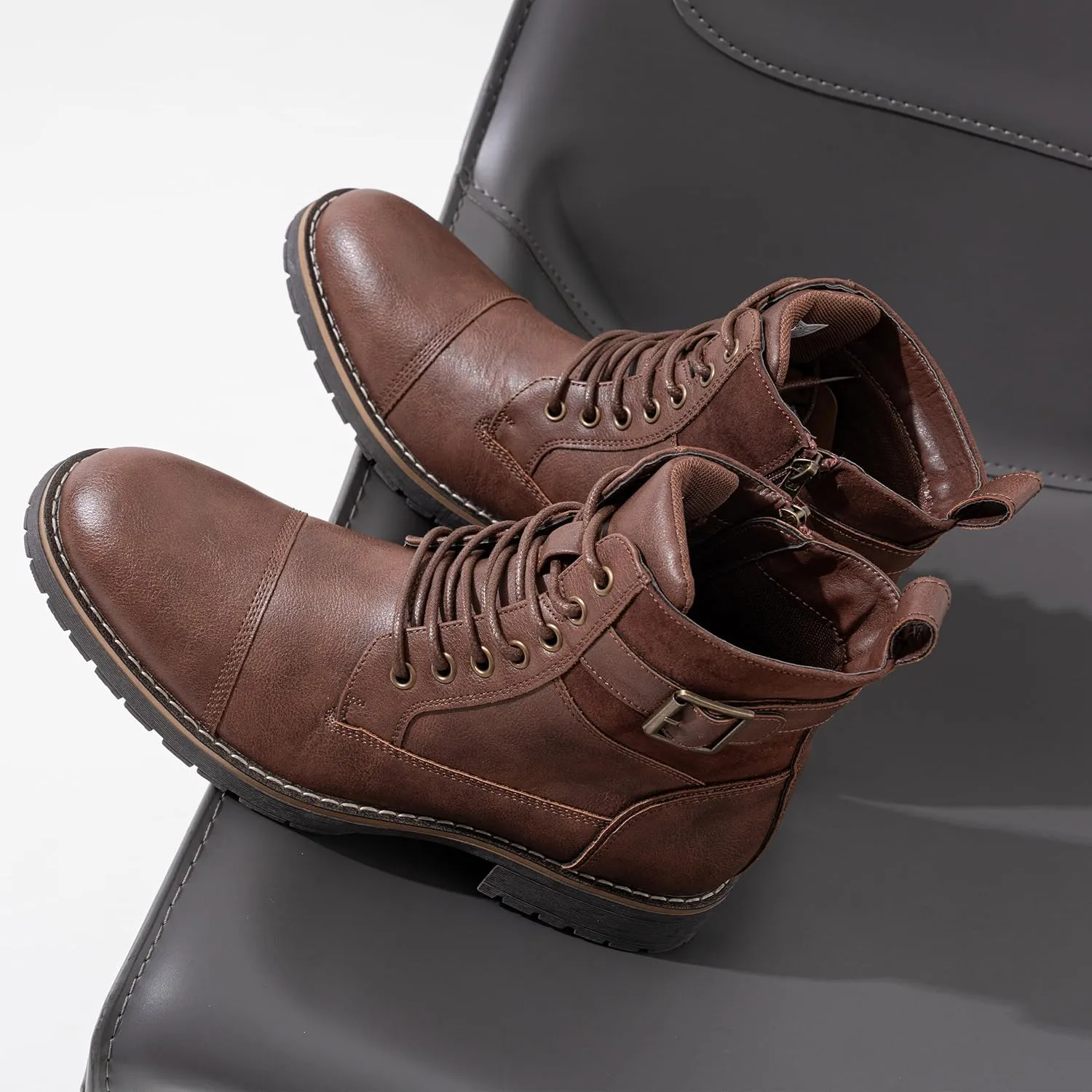 Vostey Men's Boots Boots for Men Casual Boots Motorcycle Combat Ankle Dress Boots Mens