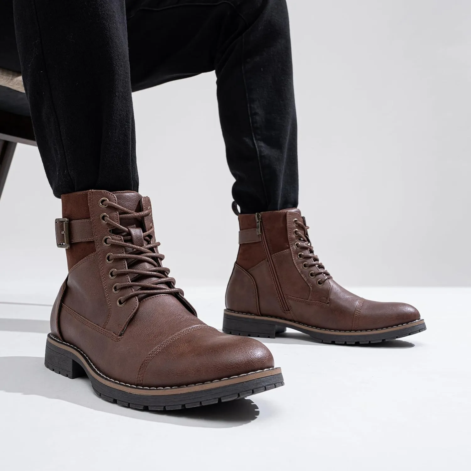 Vostey Men's Boots Boots for Men Casual Boots Motorcycle Combat Ankle Dress Boots Mens