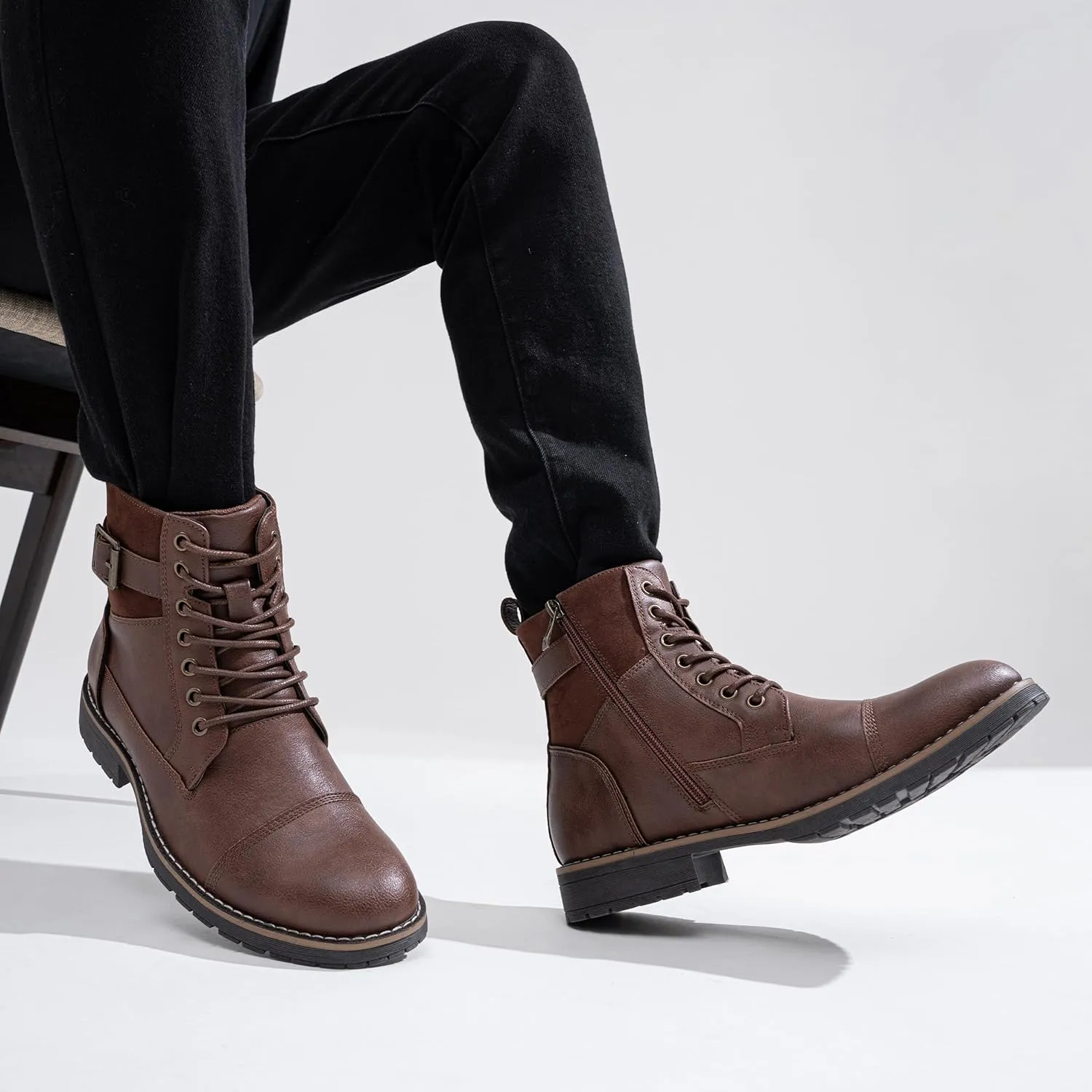 Vostey Men's Boots Boots for Men Casual Boots Motorcycle Combat Ankle Dress Boots Mens
