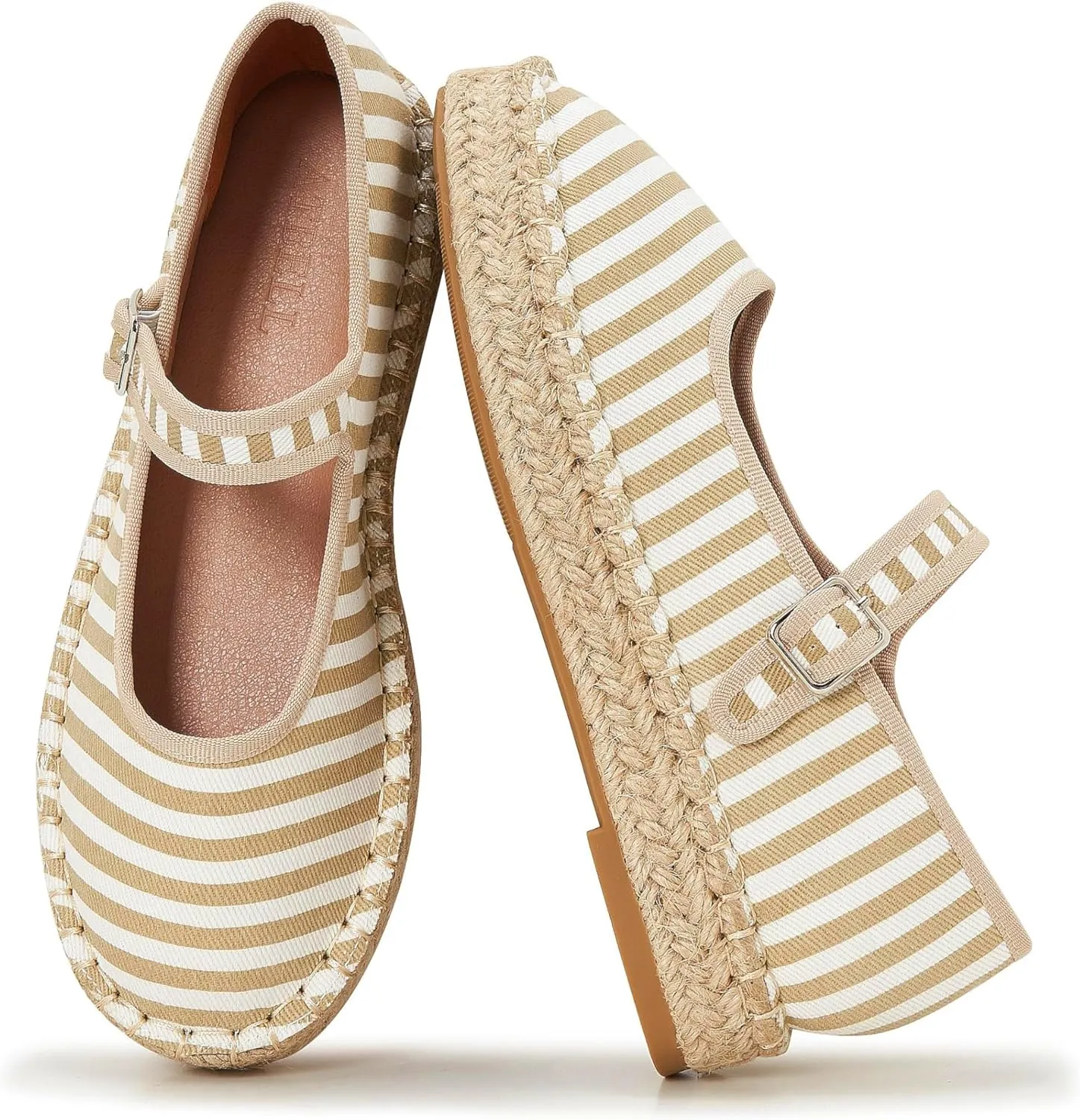 Women's Mary Jane Espadrilles Woven Espadrille Outsole Canvas Summer Flats