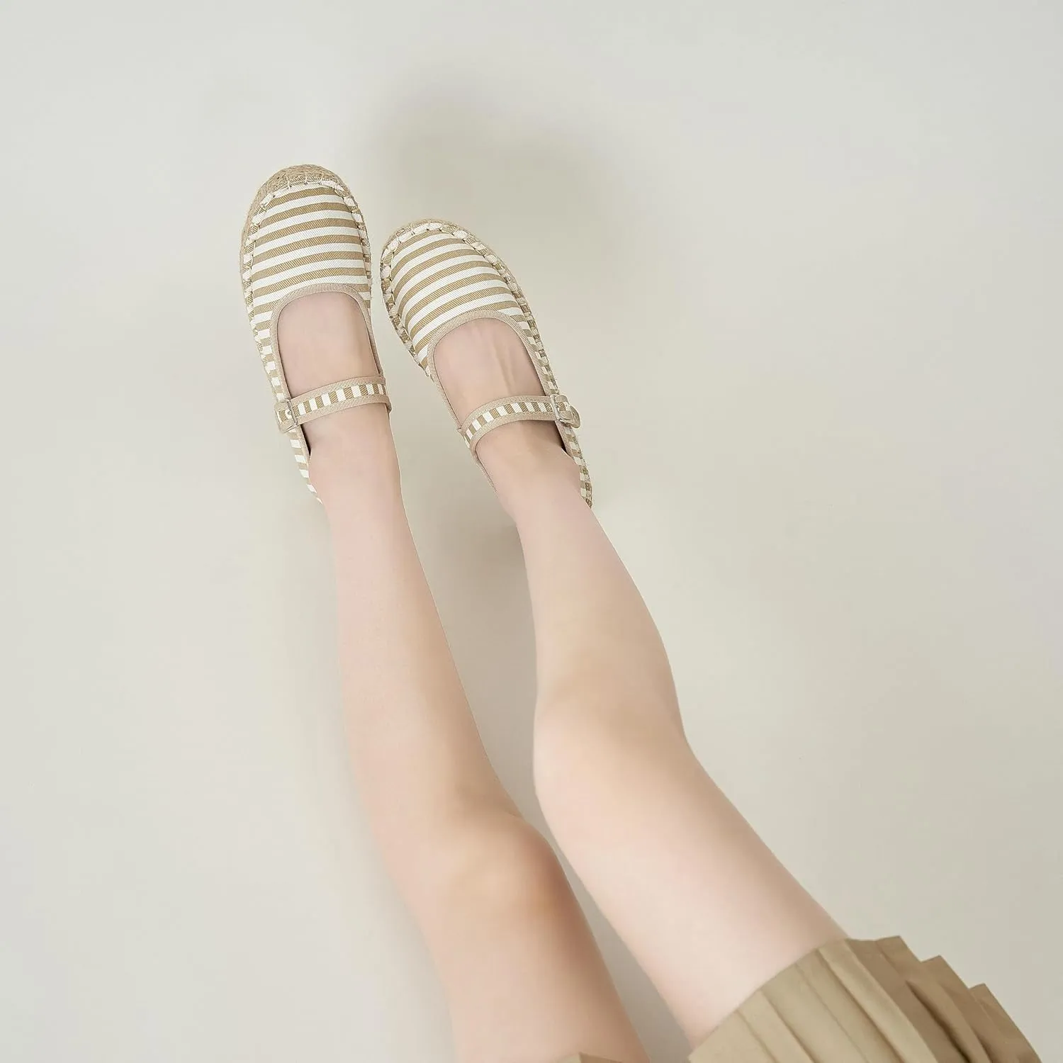 Women's Mary Jane Espadrilles Woven Espadrille Outsole Canvas Summer Flats