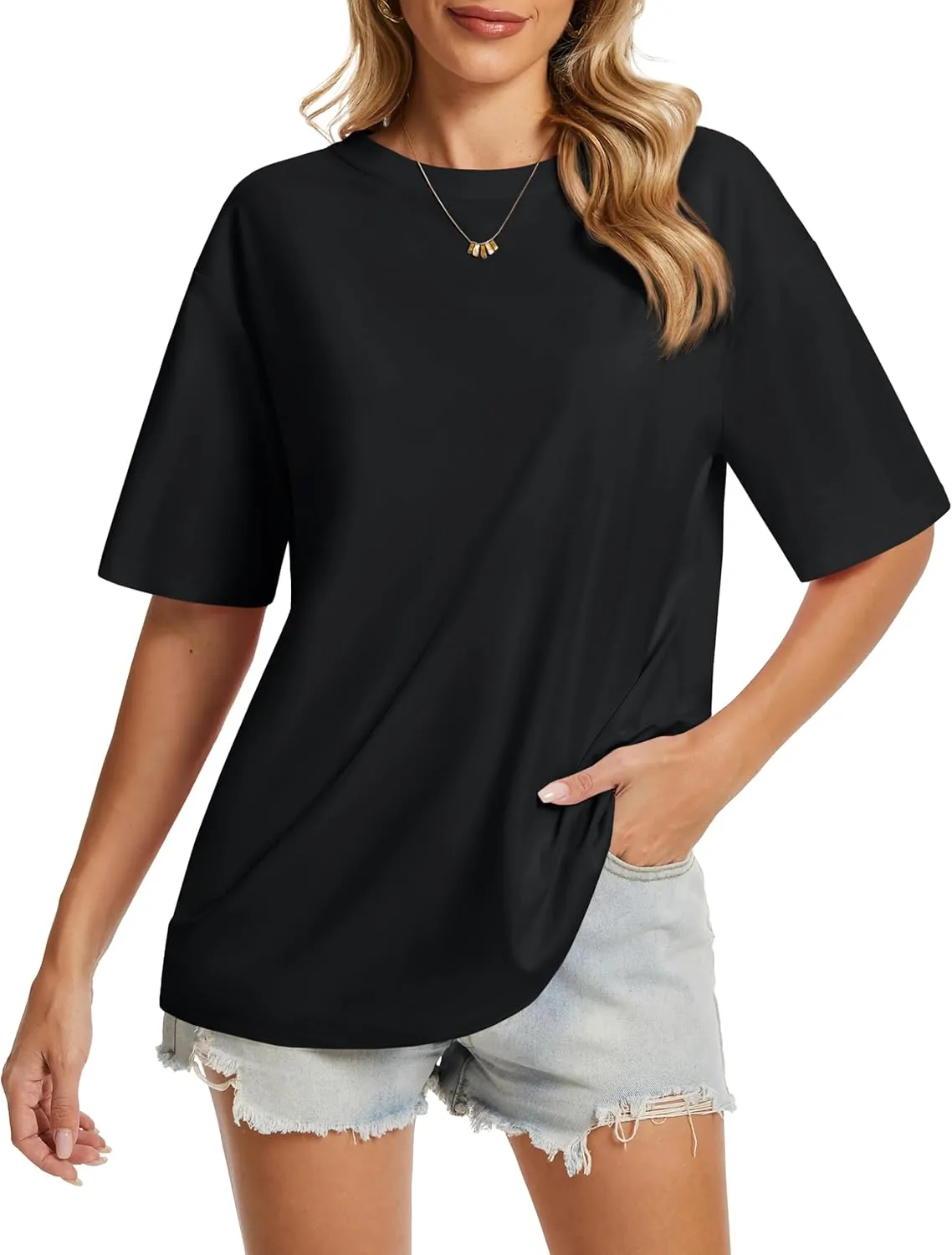 YUCOLEN Oversized T Shirts for Women Loose Fit Short Sleeve Crewneck Plus Size Tops UPF 50  Casual Workout Summer Tees